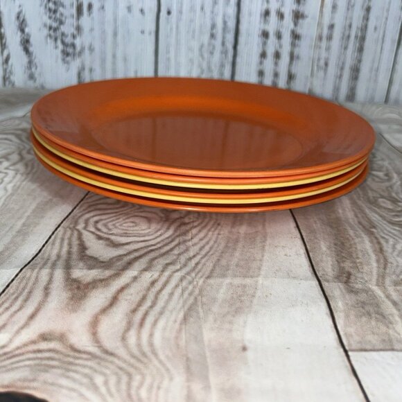 VTG RARE Lot Of 6 Plates Beetleware Melamine Yellow Gold and Orange - Picture 8 of 9